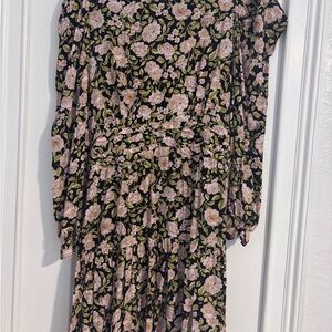 Zara Black and Pink Floral Dress